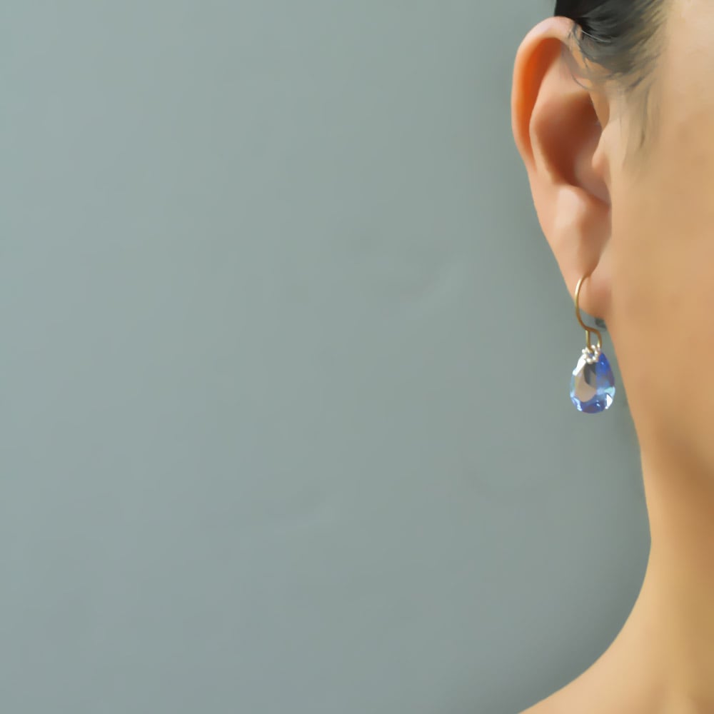 Image of Blue earrings simulated spinel pear mixed metal