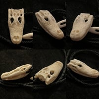 Image 1 of Ox bone Alligator skull pendant 