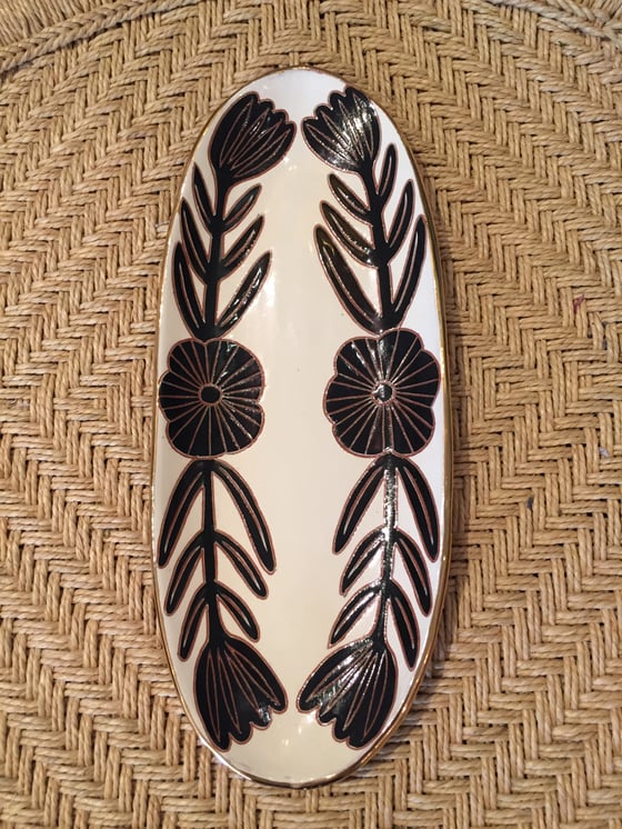 Image of Long floral and leaves platter