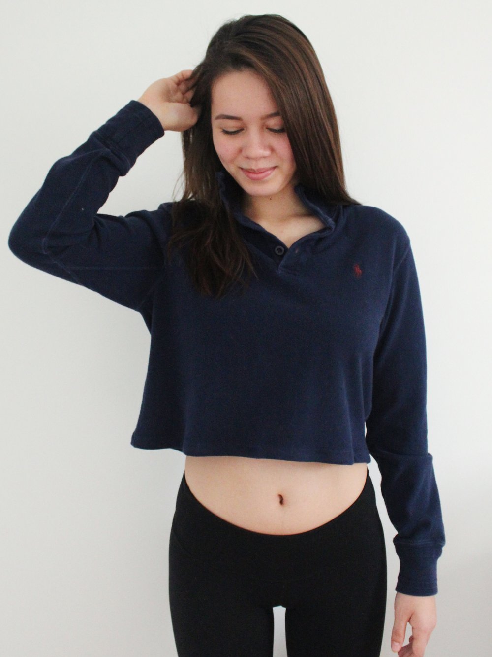 Image of VINTAGE POLO RALPH LAUREN CROPPED HENLEY SWEATER (REWORKED)