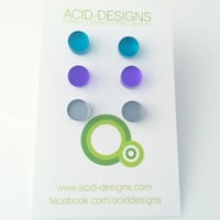 Set náušnic tyrkysová x fialová x šedá