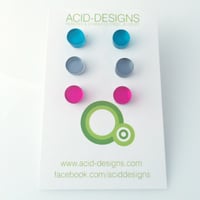 Set náušnic /tyrkysové/ fuchsiové růžové/ šedé