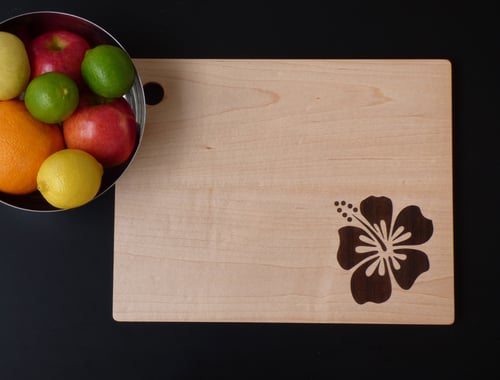 Image of Serving Board with Hibiscus Flower Inlay