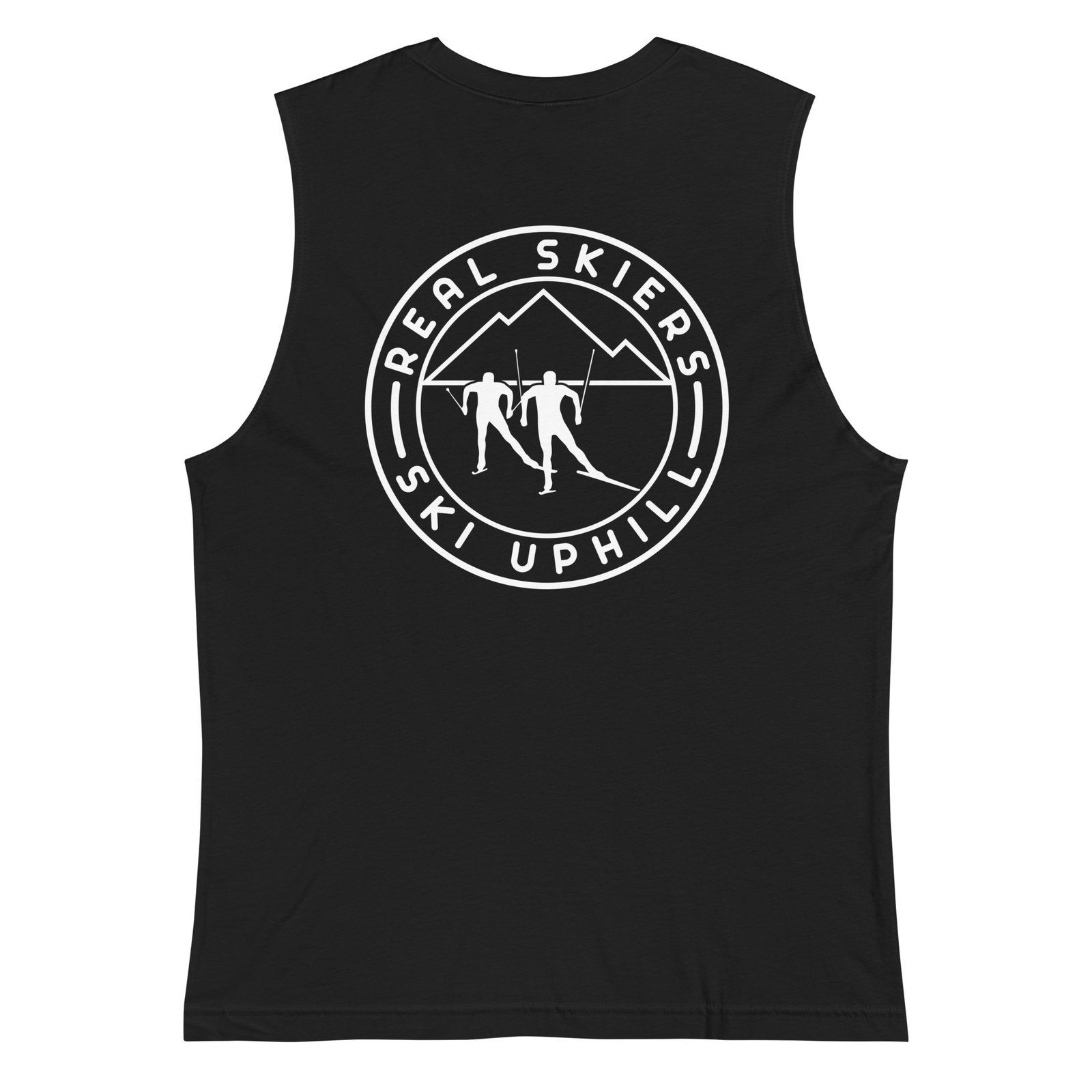 'Real Skiers Ski Uphill' Unisex Muscle Shirt (Back Print) Nordic Ski