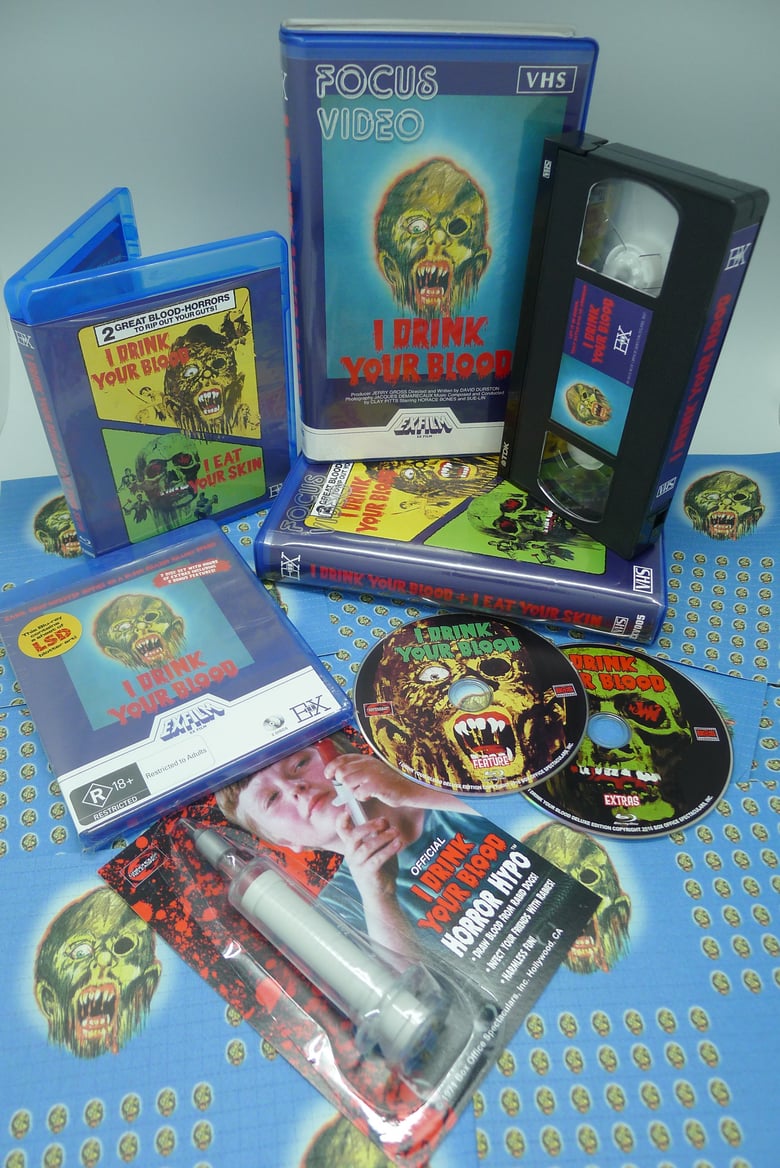 Image of I DRINK YOUR BLOOD - Blu-ray + VHS Bundle