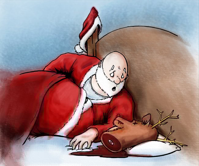 Santa Reindeer Head - Holiday Card