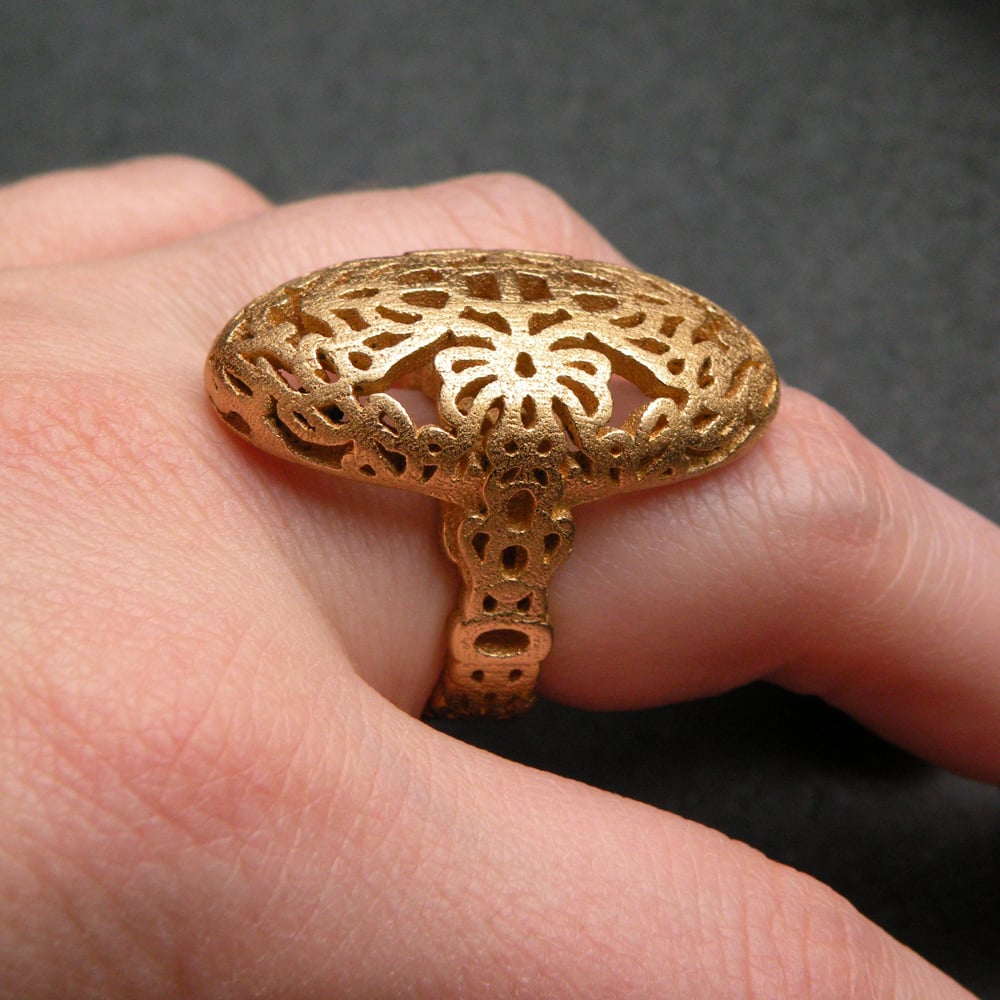 Image of 3D printed rings gold-plated steel/matte black steel