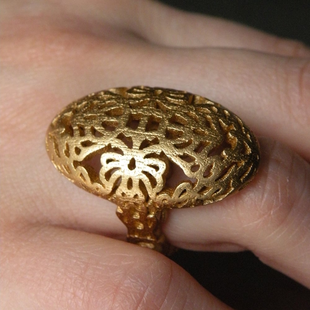 Image of 3D printed rings gold-plated steel/matte black steel