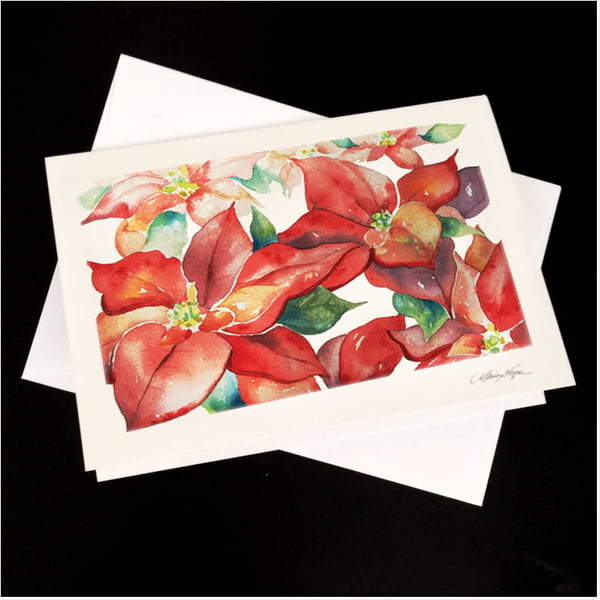 Image of Poinsettias 5-Pack Greeting Card Set
