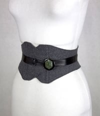 Image 2 of Gray Wool w/ Resin Button Corset Belt