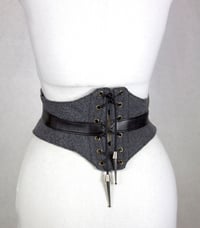 Image 2 of Gray Wool w/ Brass Button Corset Belt
