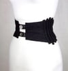 Black Leather w/ White Crochet Reversible Corset Belt
