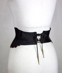 Image 4 of Teal Leather w/ Cocoa Trim I Reversible Corset Belt