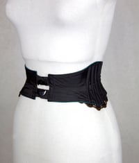 Image 2 of Teal Leather w/ Cocoa Trim I Reversible Corset Belt