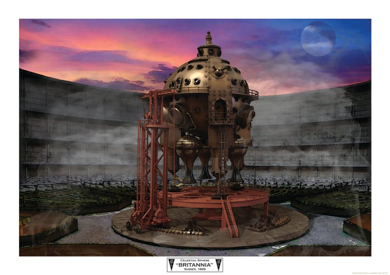 Image of Herr Döktor's Laboratory Limited Edition A3 Art Print 2- "The Celestial Sphere BRITANNIA"