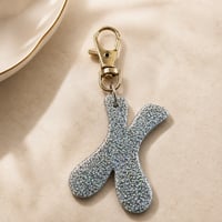 Image 7 of Light Blue Glow Letter Keychain • Personalized Resin Charm