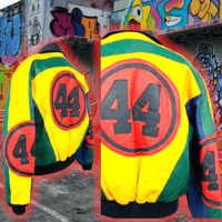 Image 2 of 💎ViNTaGe💎 1990's PHaSe2️⃣  CoLoRBLoCK🟡🟢🔵 “44” LeaTHeR JaCKeT 🧥 ⚠️*USeD