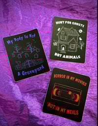 Image 2 of Horror In My Movies Not In My Meals vegan VHS sticker