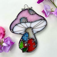 Image 2 of Pink Funky Mushie Cottage Suncatcher 