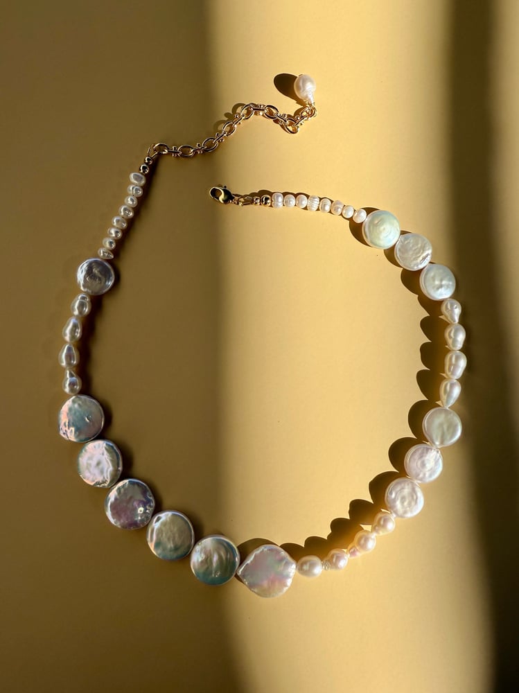 Image of Abstract coin pearl necklace