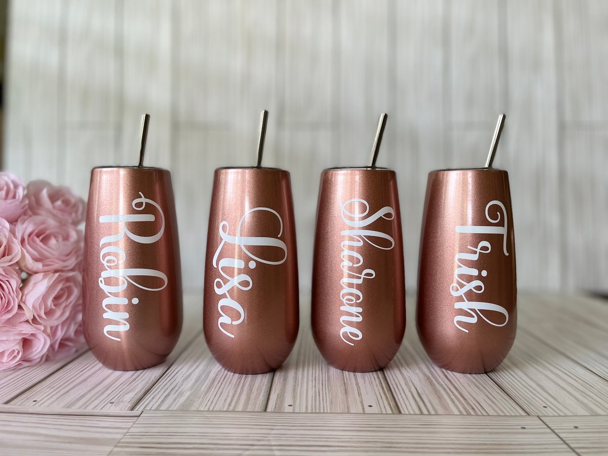 Personalized Champagne Tumbler with Straw – ChambrayandSandCustomGifts