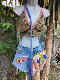 Image 4 of Bralette halter neck top jewel dark pink with two ties at the back