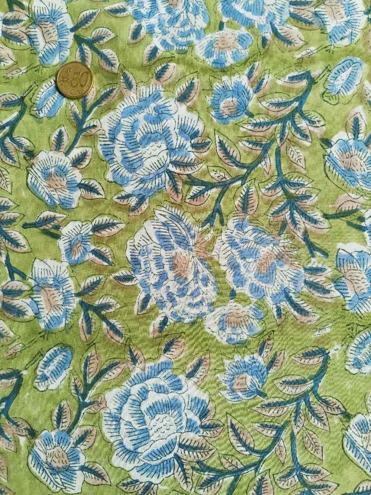 Image of Namasté fabric pivoines bleues