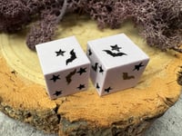 Image 3 of Pastel Bats D6 Dice Pair Black Stars | Handmade Jesmonite DnD Dice