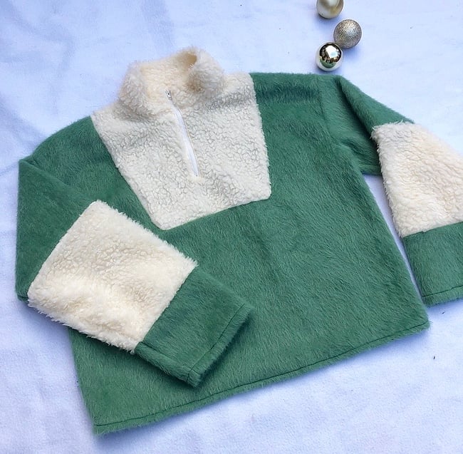 PRE MADE Sage Green Faux Fur Jumper 