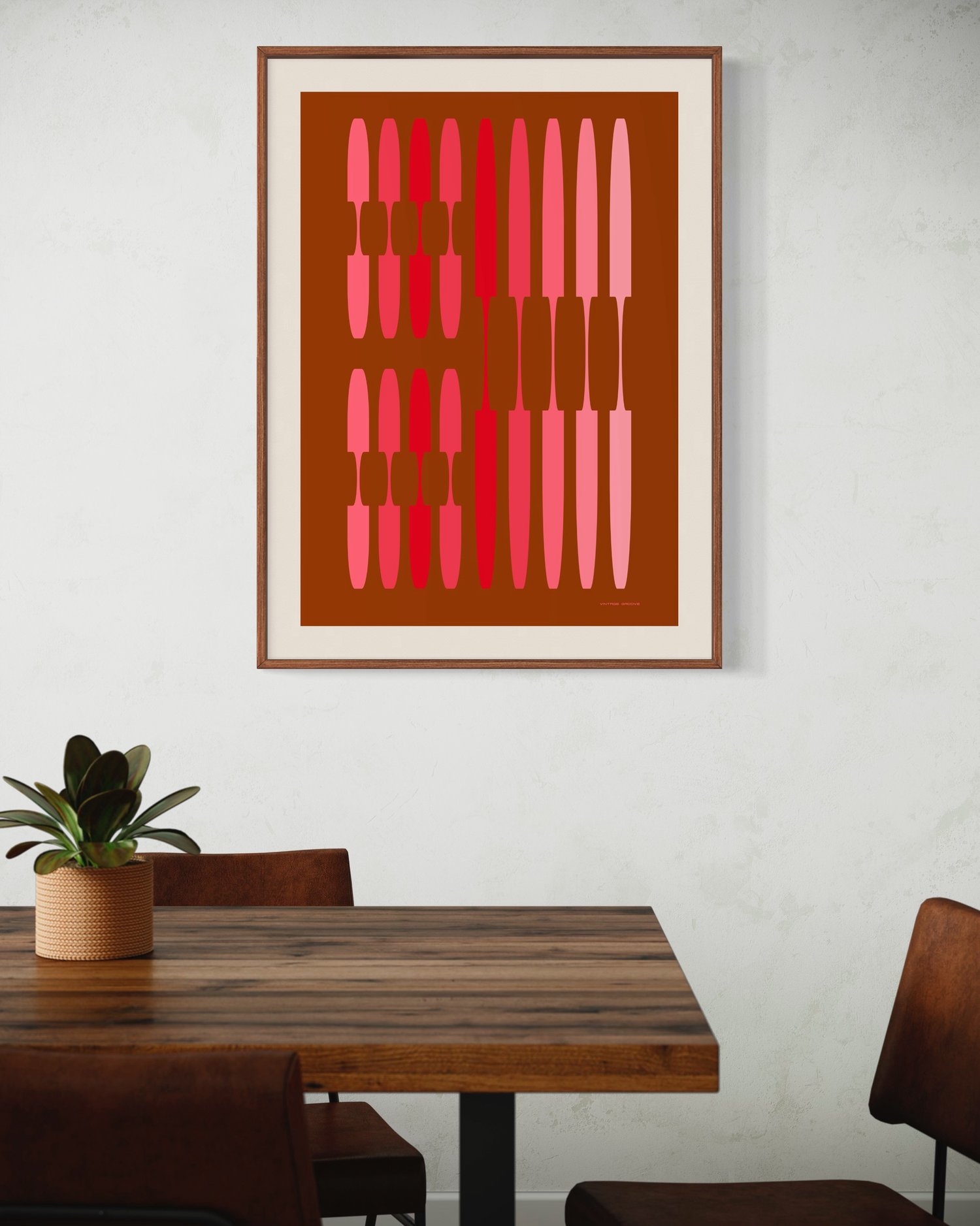 Image of 'Partition' in Red & Pink 250gsm Matt Art Print