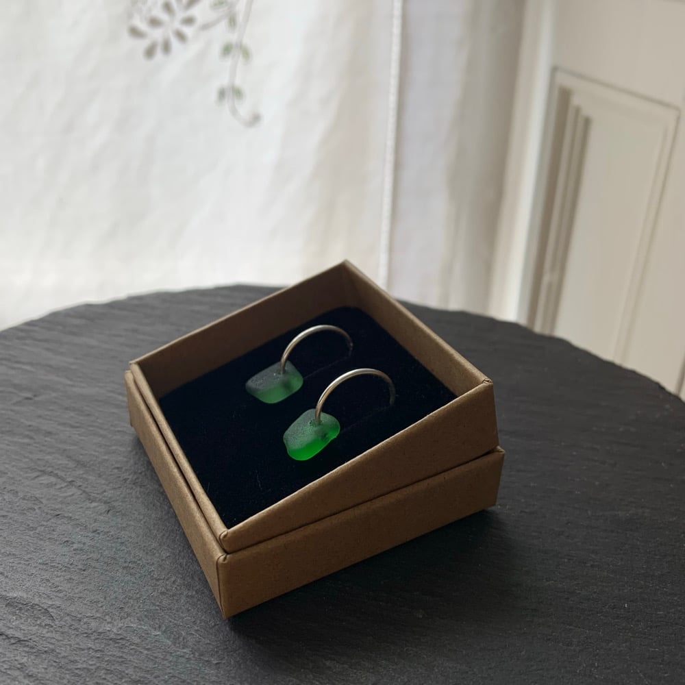 Image of Green sea glass earrings