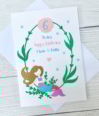 Image 5 of Personalised Mermaid Birthday Card - Custom Age Card for Kids