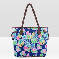 Image 2 of Lily fabric Totes-Light and Navy Blue