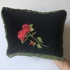 Black Velvet Red Rose Cushion