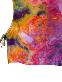 Image 5 of S 100% Cotton Woven Side-Tie Top in Bold Watercolor Ice Dye