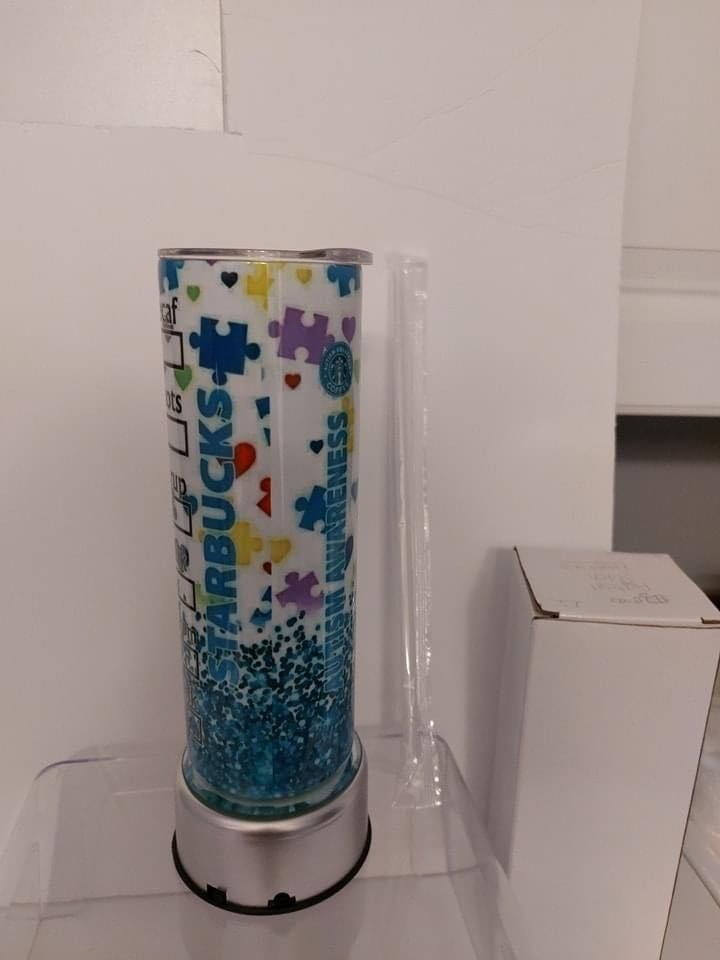 Image of 20 oz Stitch Autism Awareness Stainless Steel insulated Tumbler Cup 