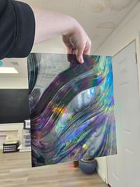 Image 3 of 10x12 Black and Clear Iridescent Baroque Glass 