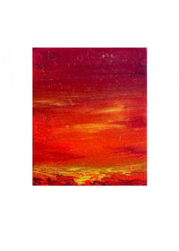 Image 1 of “Orange sunset” oil on wood 2 x 3 inches 