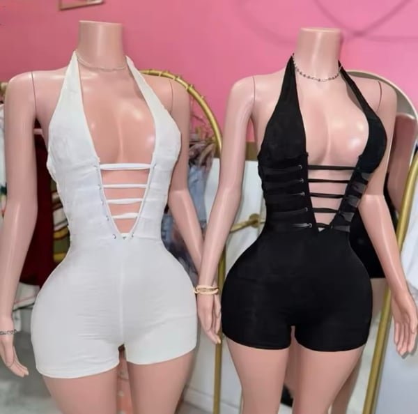 Image of Slit Short Romper 