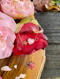 Image 2 of Cupid’s Peach Moonstone Heart Necklace