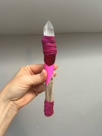 Image 1 of *new* MINI-CLEAR LEMURIAN crystal wand 