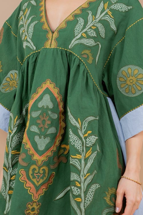 Image of V-Neck Embroidered Dress