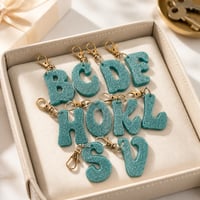 Image 1 of Blue Glitter Letter Keychain • Personalized Resin Charm
