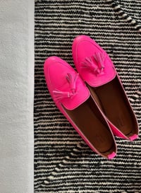 Image 1 of Ballerines cuir rose fluo 