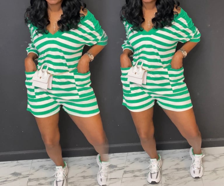 Green Luxe Romper (Oversized suggest sizing Down) ✨LAST LARGE✨