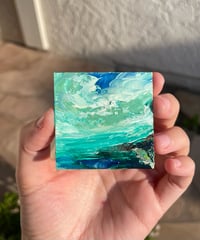 Image 2 of “Mint sea” 2.0 oil on gesso board 2.5 x 2.5 inches 