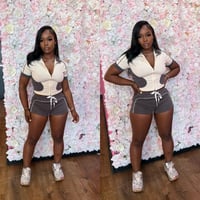 Image 1 of motorsport gray/white combo shorts set