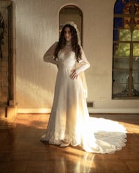 Image 1 of 1980s Scalloped Lace & Pearls