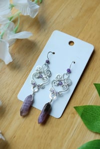 Image 1 of Woven Amethyst Chandelier Earrings
