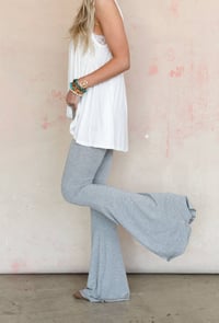 Image 3 of Cher Solid Raw Edge Flare Pants - Grey